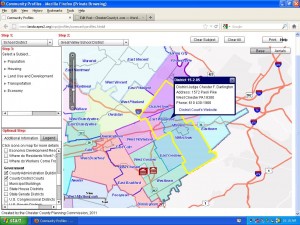 Community profiles map of the Chester County Planning Commision.